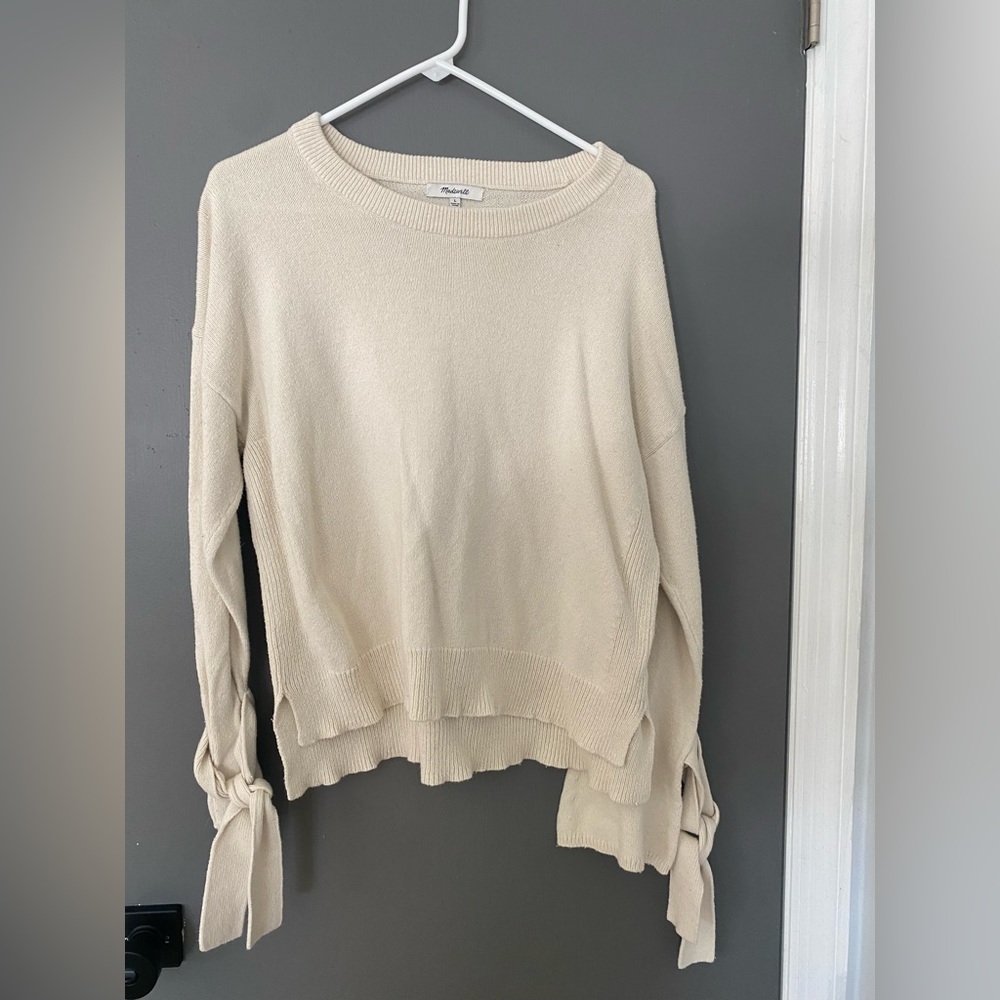 madewell tie sleeve sweater